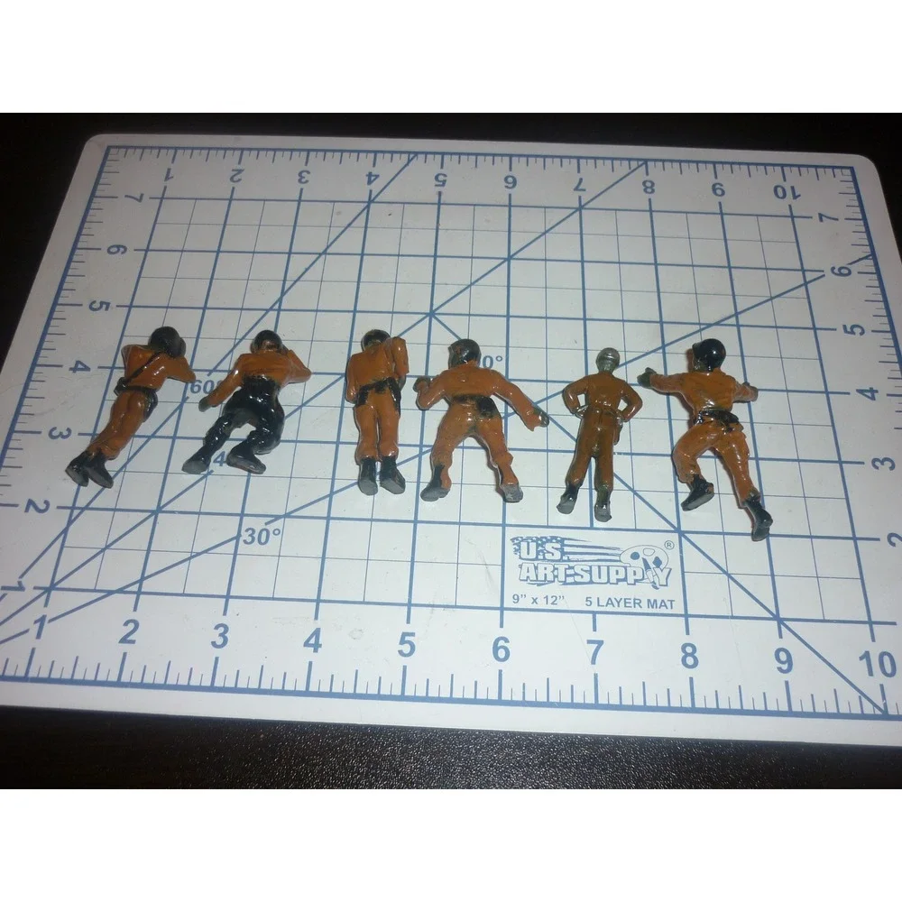 Vintage Starlux France Plastic Jet Pilot Aviator Figures Lot 6 Orange Suit